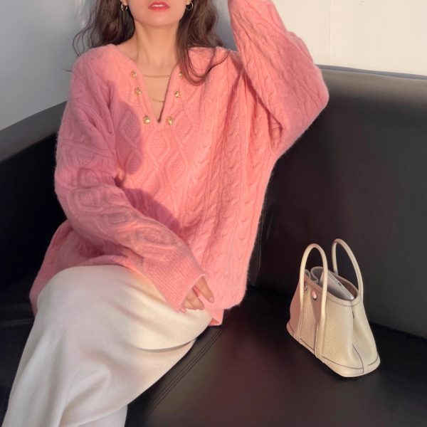 Gentle Elegant Pullover Knitted Top Loose - Image 7