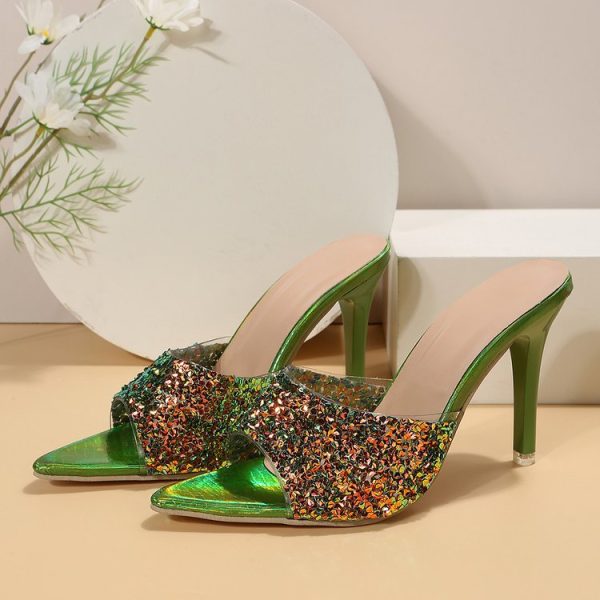 European And American Style Sequin High Heels Sandals - Image 6
