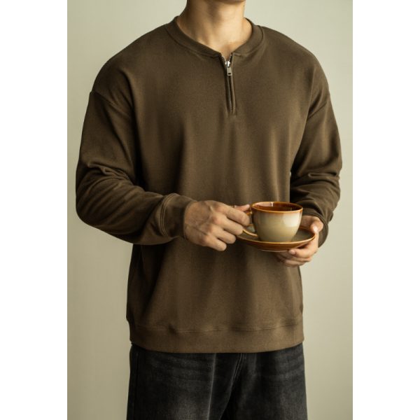 Half Long-sleeve Zipper T-shirt Men's Casual Bottoming Shirt - Image 2
