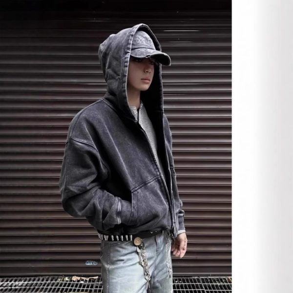 Men's Vintage Zipper Cardigan Casual Jacket - Image 4