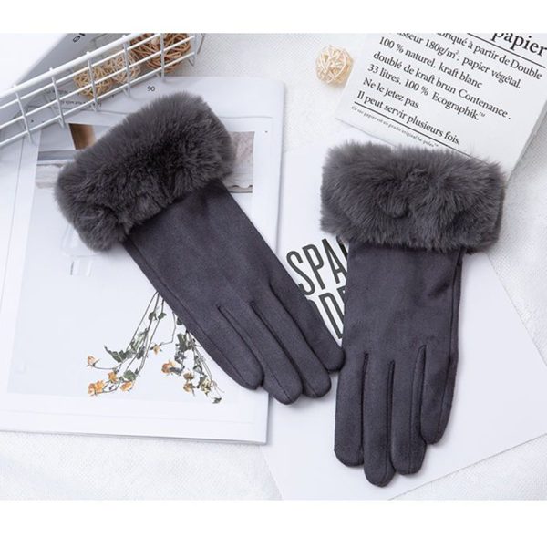 Thermal Touch Screen Fleece-lined Thick Suede Gloves - Image 9