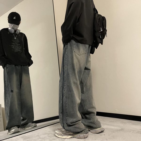Loose Straight Ruffle Handsome Wide-legged Long Pants For Men - Image 4