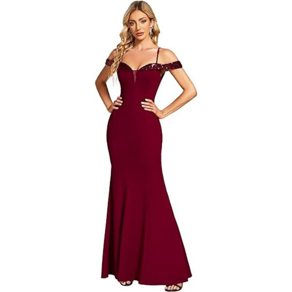 Women's Clothing Off-neck Sling Evening Long Dress - Image 9