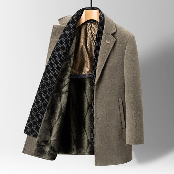 Fashion Men's Woolen Gold Mink Velvet Coat - Image 2