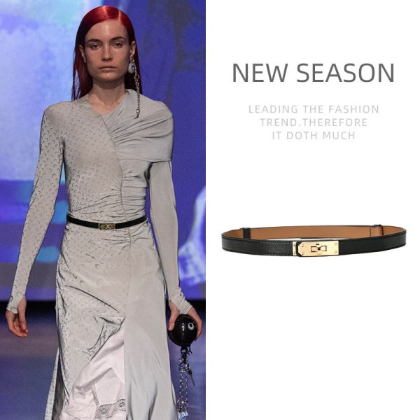 Retro Waist Decorations Women's Leather Thin Belt - Image 2
