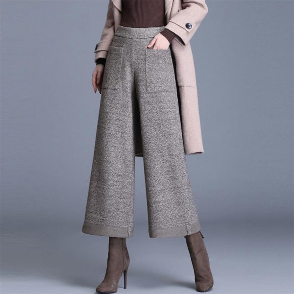 Small Woolen Wide-leg Pants Women's High Waist Cropped Pants - Image 4