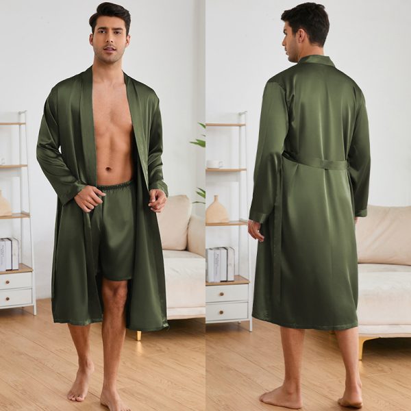 Men's Robes Shorts Suit Solid Color Homewear - Image 7