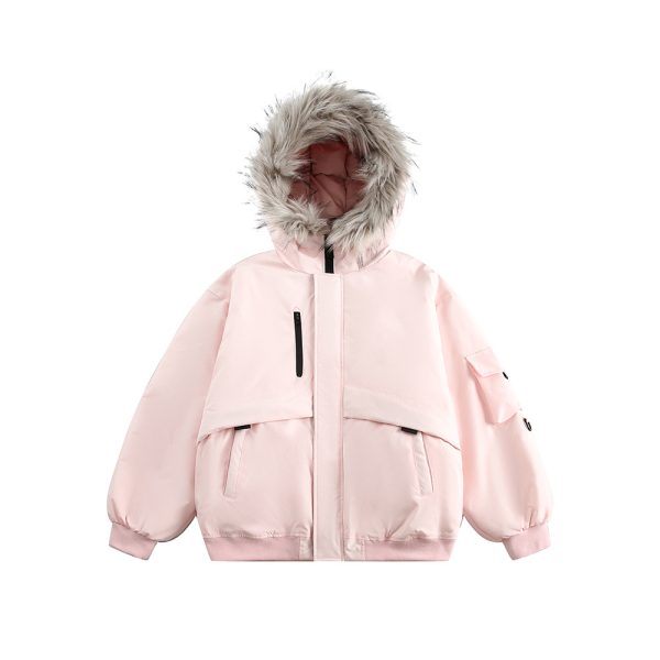 Retro Fur Collar Hood Parka Down Jacket Women's Winter Thickened - Image 6
