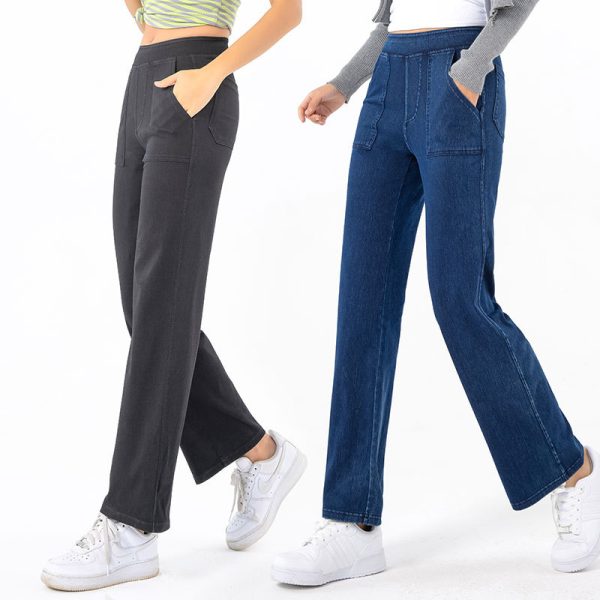 Cargo Jeans Women's Retro High Waist Straight Wide Leg - Image 4
