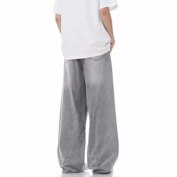 Loose Casual Wide Leg Straight Worn Jeans - Image 5
