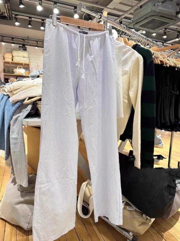 American Vintage Stripe Tied Elastic Waist Sports Pants - Image 6