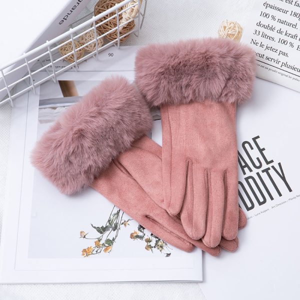 Thermal Touch Screen Fleece-lined Thick Suede Gloves - Image 6