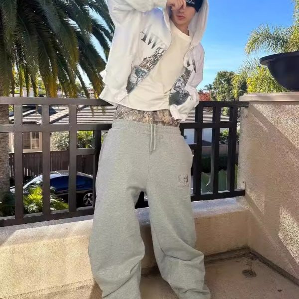 Hip Hop Embroidered Camouflage Double Waist Pants - Image 3