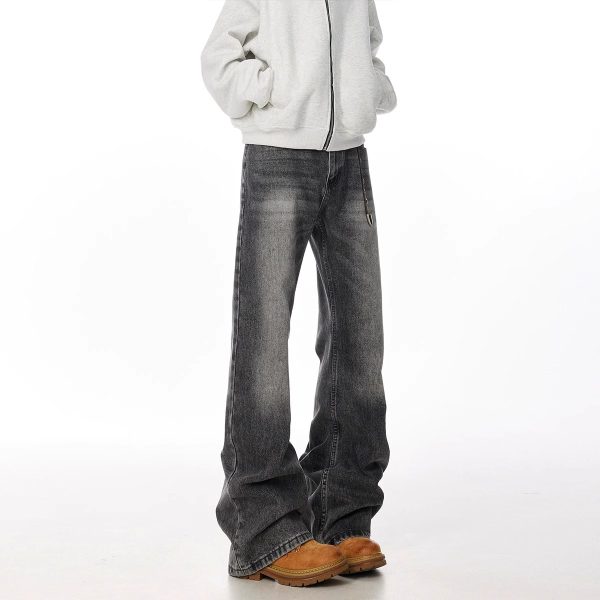 Retro Straight Leisure Washed-out Smoky Gray Jeans - Image 5