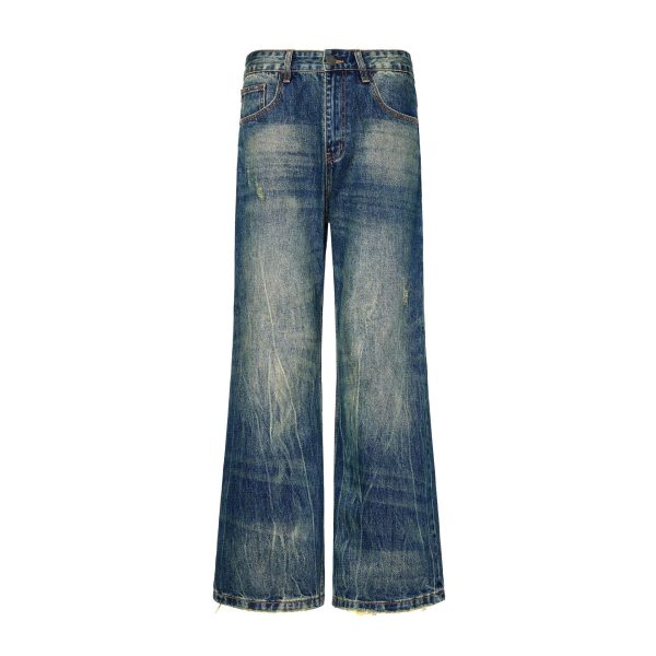 Street Scrape Water Pattern Simple Loose Micro-flared Jeans - Image 5