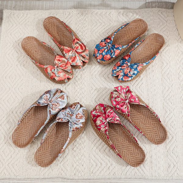 Home Breathable Indoor Rattan Slippers For Women