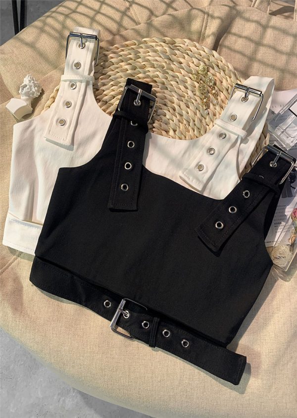 Girl's Black Cropped Overalls Jazz Outerwear Bra Top Vest - Image 2