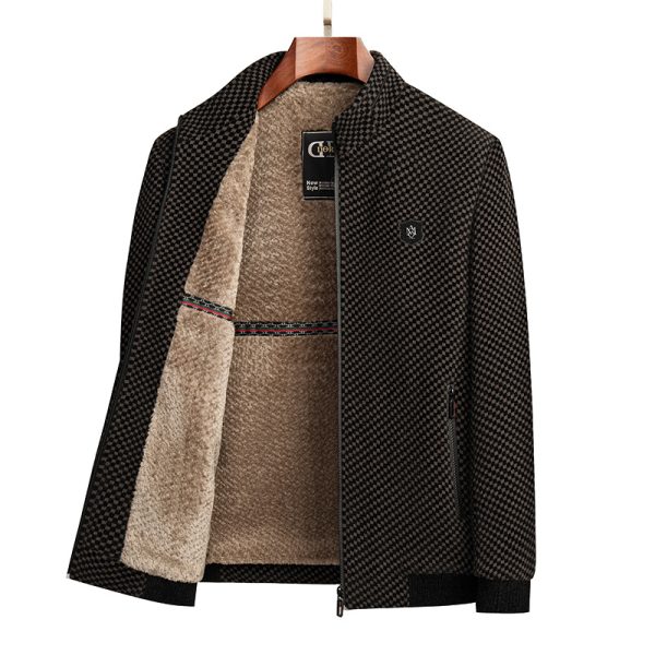 Middle-aged And Elderly Men's Fleece-lined Thickened Chenille Coat - Image 7
