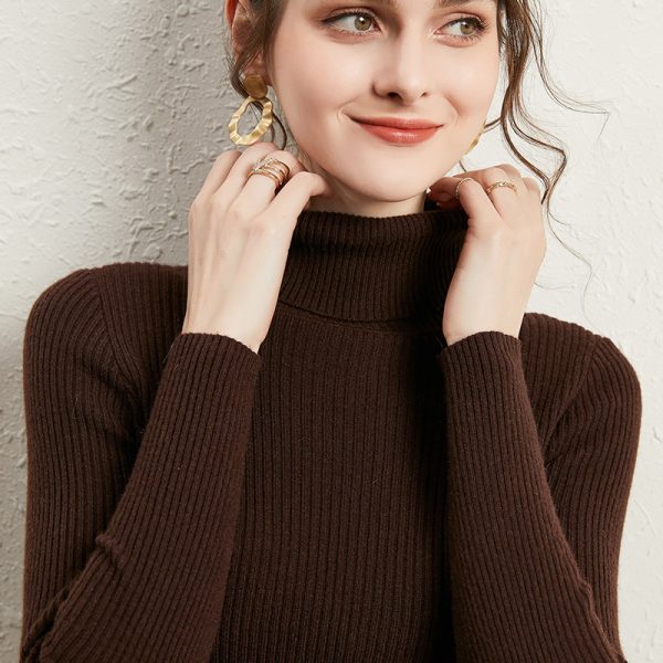 Women's Turtleneck Sweater Slim-fit Lapel Thickening Knitted Bottoming Shirt - Image 3