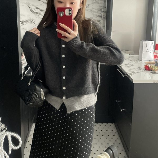 Autumn New Round Neck Slimming Casual Sweater Coat