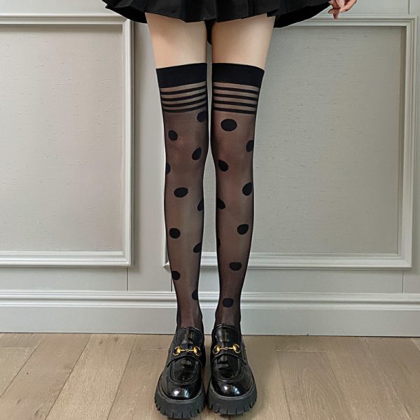 Spring And Summer Retro Large Round Point Thin Stockings For Women - Image 7