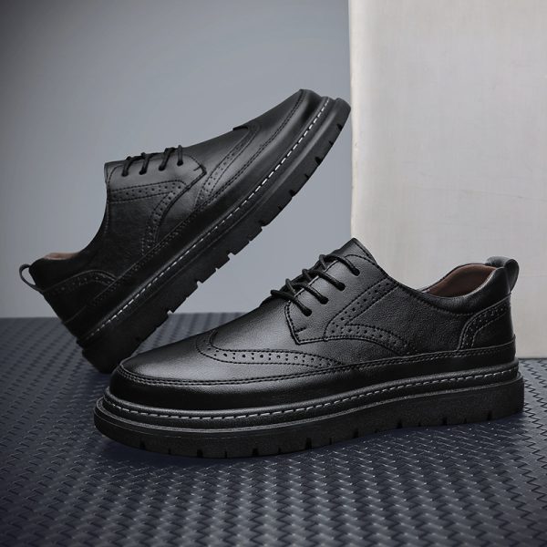 Men's Brogue Korean-style British Men Leather Shoes - Image 4