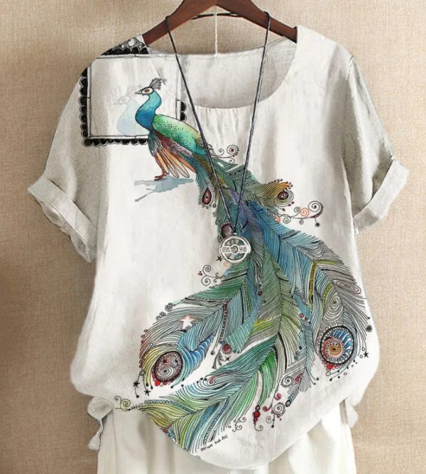 New Short-sleeved T-shirt Flower And Plant Painting 3D Digital Printing Top - Image 5
