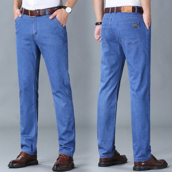 Thin Summer Cotton Elastic Ice Silk Quality Mid-high Waist Jeans - Image 7