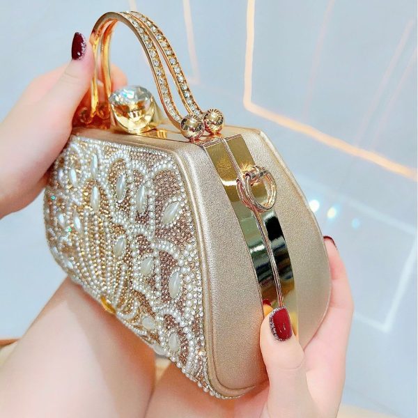 Women's Portable Solid Color Creative Rhinestone Handbag - Image 2