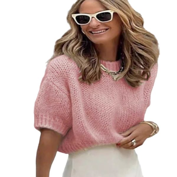 French Style Elegant Short Sleeve Sweater - Image 5