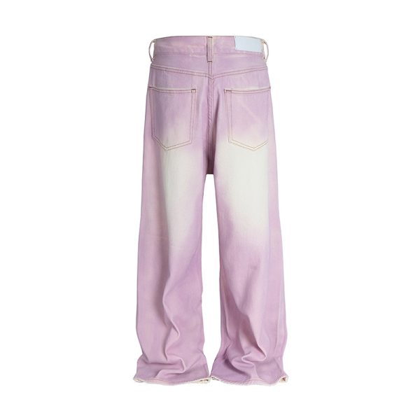 Straight-leg Trousers Polished White Distressed Unisex Style Casual Loose - Image 4