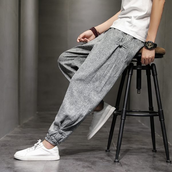 Men's Loose Oversized Frog Button Wide Leg Long Sleeve Slacks - Image 2