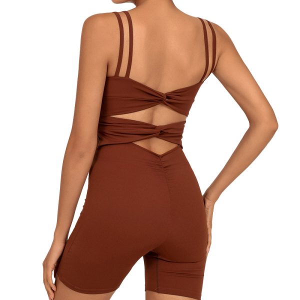 Nude Feel Quick-drying Beauty Back Cross One-piece Shorts - Image 5
