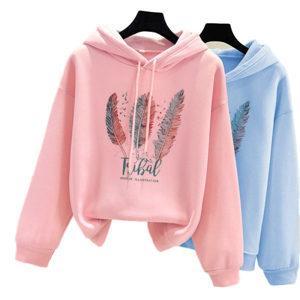Hooded Sweater Thick Loose Long Sleeves Women - Image 4