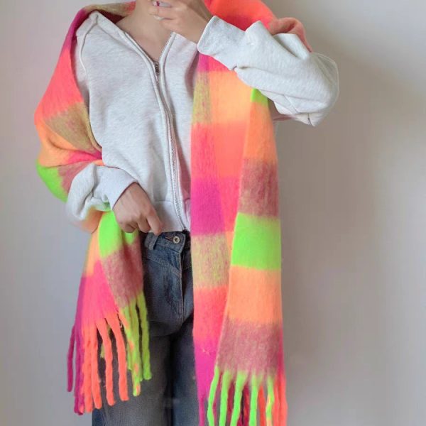 Dopamine Street Product Plaid Scarf Color Thickened - Image 4