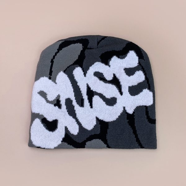 American Contrast Color Letter Jacquard Knitted Hat - Image 4