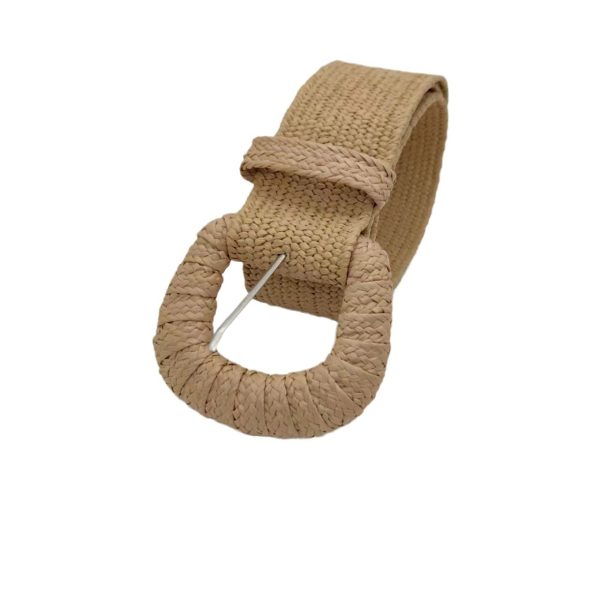 Women's Woven Buckle Pp Grass Woven Decorative Belt Simple All-match Dress Belt - Image 6