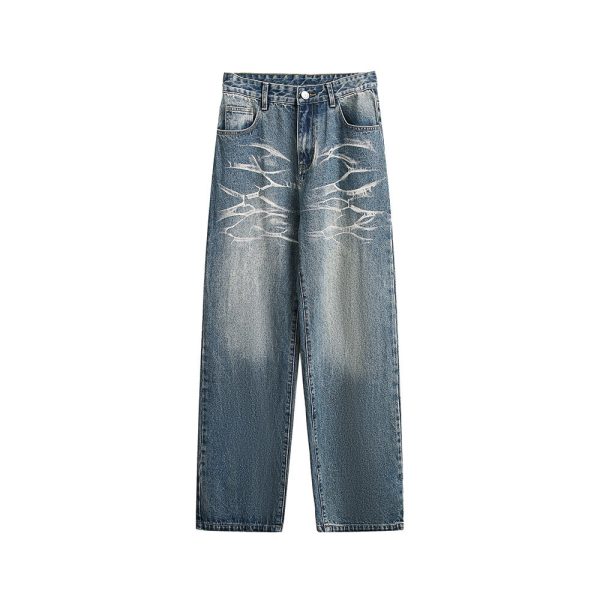 Washed Straight Jeans Men's Casual Long Pants - Image 5