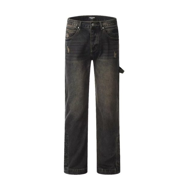 Street Scrape Straight High Street Casual Jeans Men - Image 4