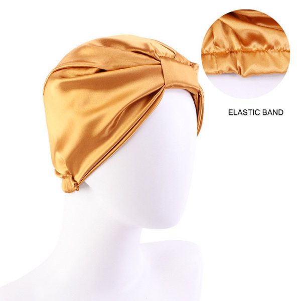 Contrast Color Knotted Head Wash Makeup Double-layer Silk-like Sleeping Hat - Image 9