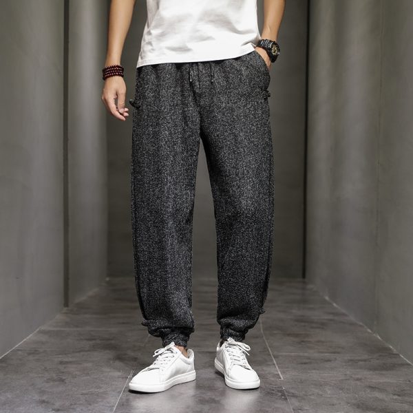 Men's Loose Oversized Frog Button Wide Leg Long Sleeve Slacks - Image 4