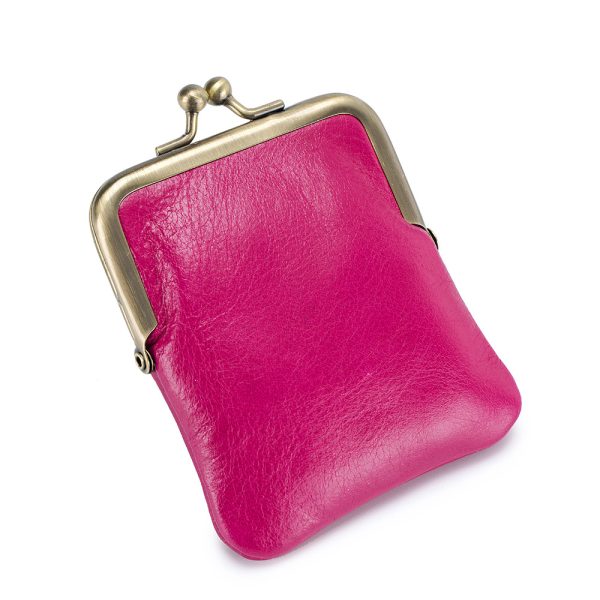 First Layer Oil Wax Cowhide Retro Compact Clip Coin Purse - Image 10