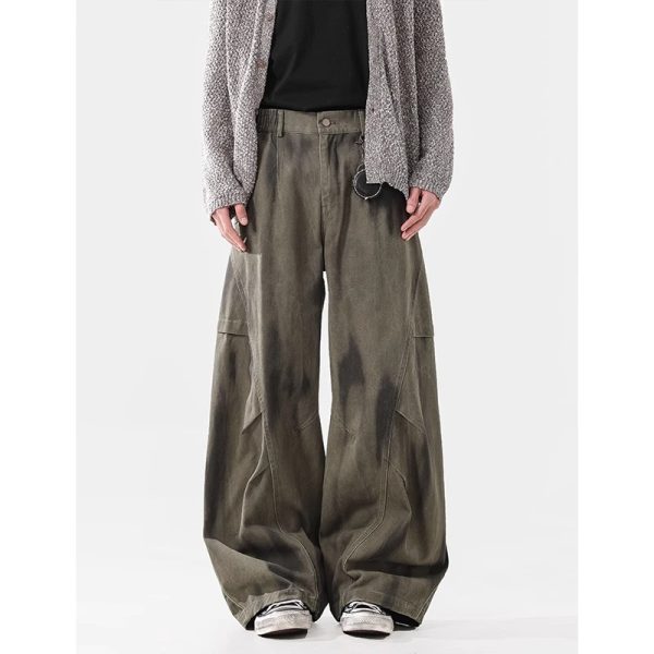 Loose Street Pleated Dirty Dyed Cargo Jeans - Image 7