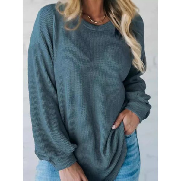 Round Neck Plus Size Loose Pullover Casual Top - Image 6