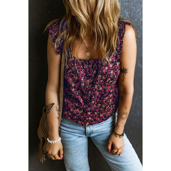 Fashion Floral Short Vest Women Ruffles - Image 4