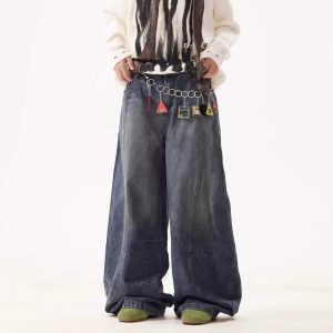 Men's High Street Loose Washed Machete Jeans