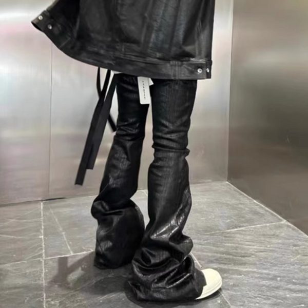 Men's And Women's Same Back Ribbon Drawstring Flared Jeans - Image 3