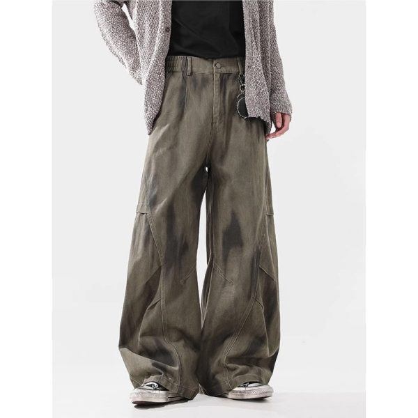 Loose Street Pleated Dirty Dyed Cargo Jeans - Image 4