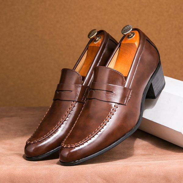 Men's All-match Fashion Pointed Solid Color Leather Shoes - Image 3