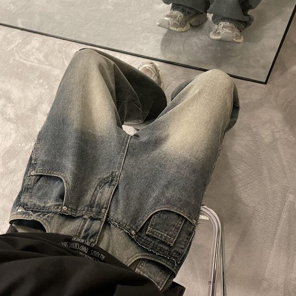 Loose Straight Ruffle Handsome Wide-legged Long Pants For Men - Image 3
